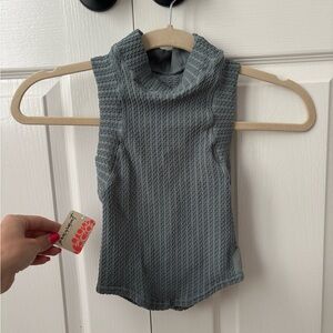 Free People FP Movement Blue-Gray Sleeveless Turtleneck Top